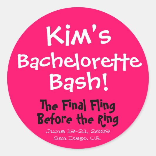 Bachelorette Bash Sticker (Voorkant)
