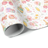 Bachelorette Bash – Watercolor Party Design wordt Cadeaupapier (Rol Hoek)