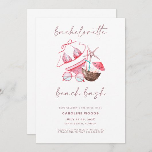 Bachelorette Beach Bash Bachelorette Party Kaart (Voorkant / Achterkant)