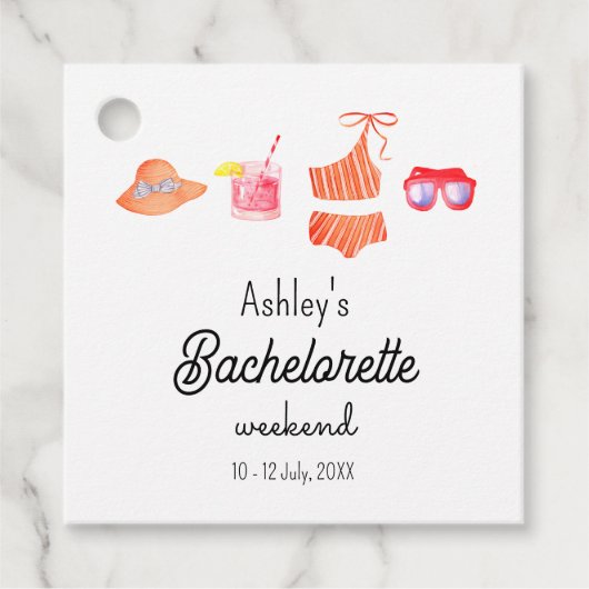 Bachelorette Beach Bikini Weekend  Bedankjes Labels (Voorkant)