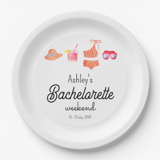 Bachelorette Beach Bikini Weekend Papieren Bordje (Voorkant)