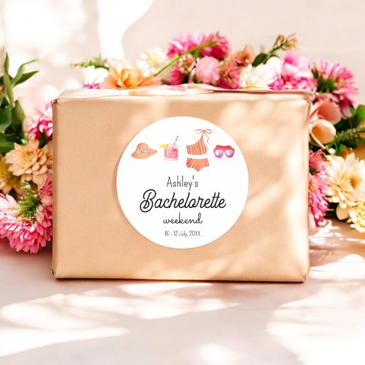 Bachelorette Beach Bikini Weekend Ronde Sticker