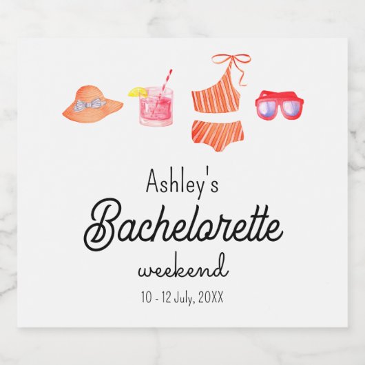Bachelorette Beach Bikini Weekend Sparkling Wijnetiket (Enkel label)