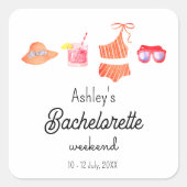 Bachelorette Beach Bikini Weekend Vierkante Sticker (Voorkant)