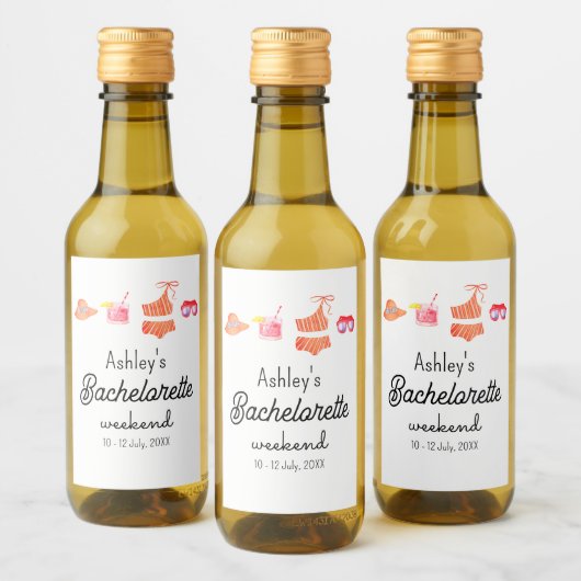 Bachelorette Beach Bikini Weekend Wijn Etiket (Flessen)