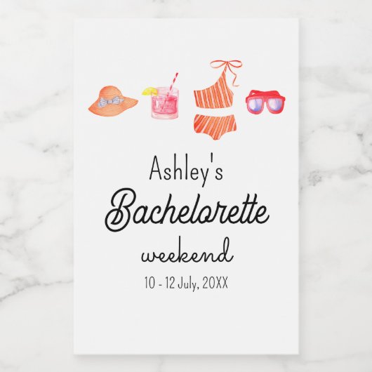 Bachelorette Beach Bikini Weekend Wijn Etiket (Enkel label)