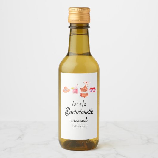 Bachelorette Beach Bikini Weekend Wijn Etiket (Voorkant)