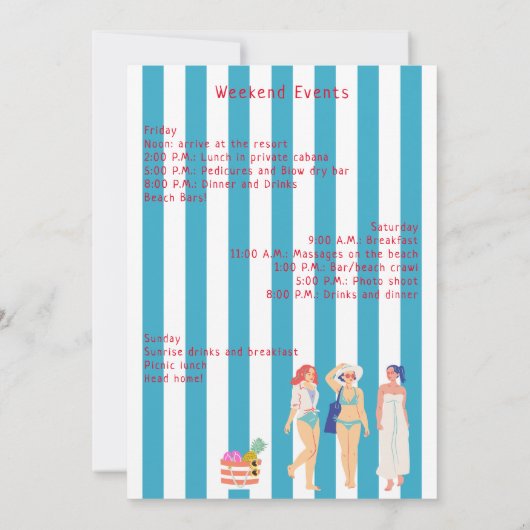Bachelorette Beach Party Uitnodigen en route Kaart (Achterkant)