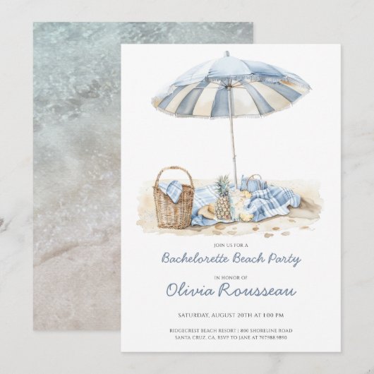 Bachelorette Beach Party Uitnodiging (Voorkant / Achterkant)