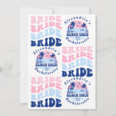 Bachelorette Beach Party Wavy Retro Kaart (Achterkant)