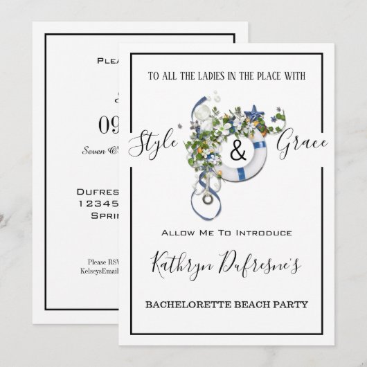 Bachelorette Beach/Pool Party Kaart (Voorkant / Achterkant)