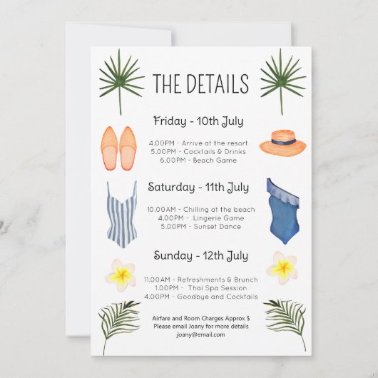 Bachelorette Beach Weekend Bikini uitnodiging (Achterkant)