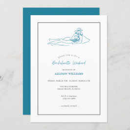 Bachelorette Beach Weekend Blauwgroen partijuitnod Kaart