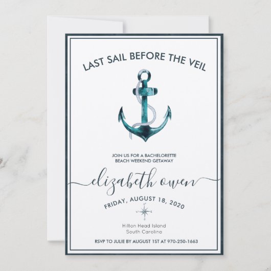 Bachelorette Beach Weekend Bruids Bash Kaart (Voorkant)