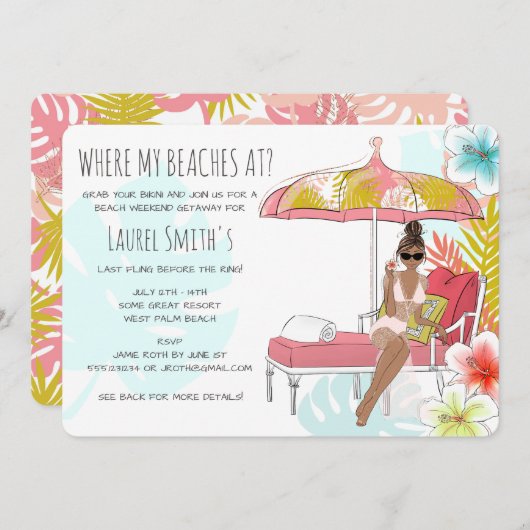 Bachelorette Beach Weekend Getaway Kaart (Voorkant / Achterkant)