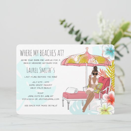 Bachelorette Beach Weekend Getaway Kaart (Staand voorkant)