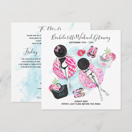 Bachelorette Beach Weekend Getaway Save The Date (Voorkant / Achterkant)