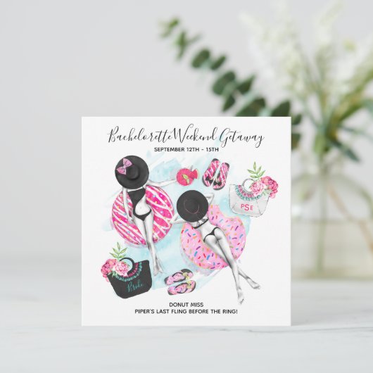 Bachelorette Beach Weekend Getaway Save The Date (Staand voorkant)