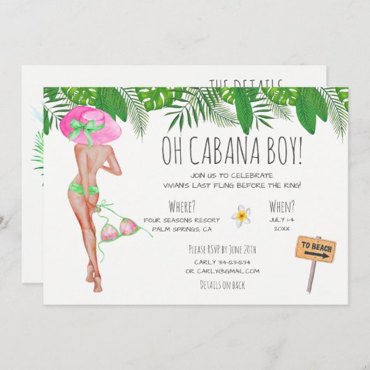 Bachelorette Beach Weekend Itinerary Invitation Kaart (Voorkant / Achterkant)