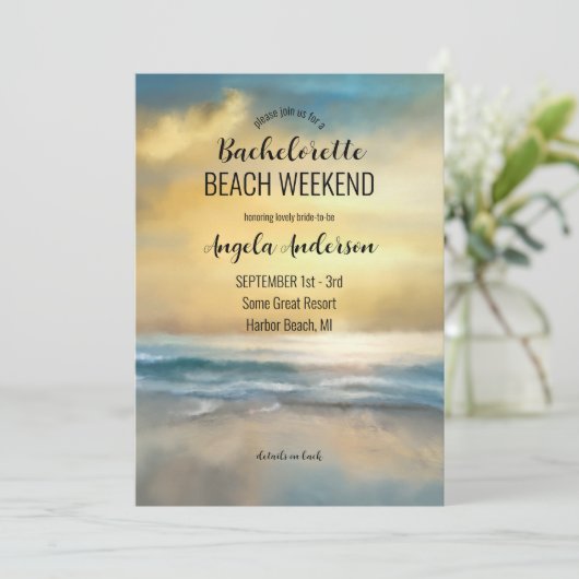 Bachelorette Beach Weekend Itinerary Invitation Kaart (Staand voorkant)