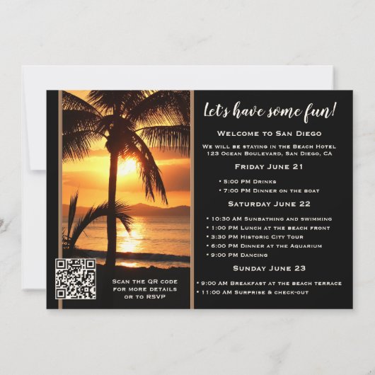 Bachelorette Beach Weekend Itinerary Kaart (Achterkant)