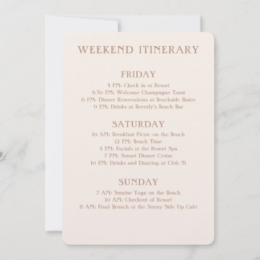 Bachelorette Beach Weekend Kaart (Achterkant)