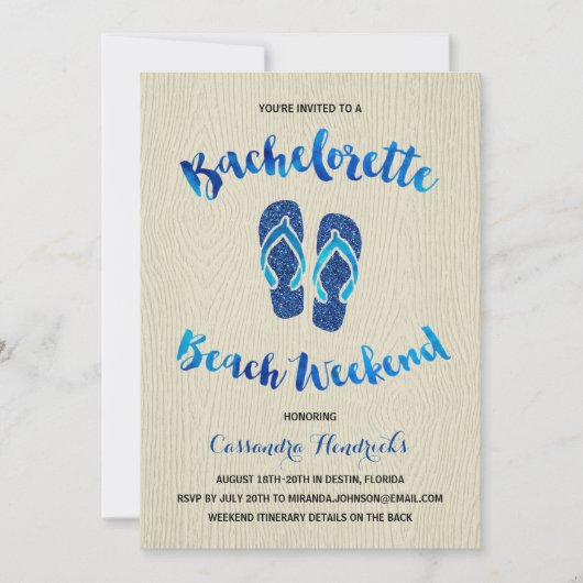 Bachelorette Beach Weekend met Blue Faux Glitter Kaart (Voorkant)