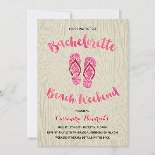 Bachelorette Beach Weekend met Pink Faux Glitter Kaart (Voorkant)