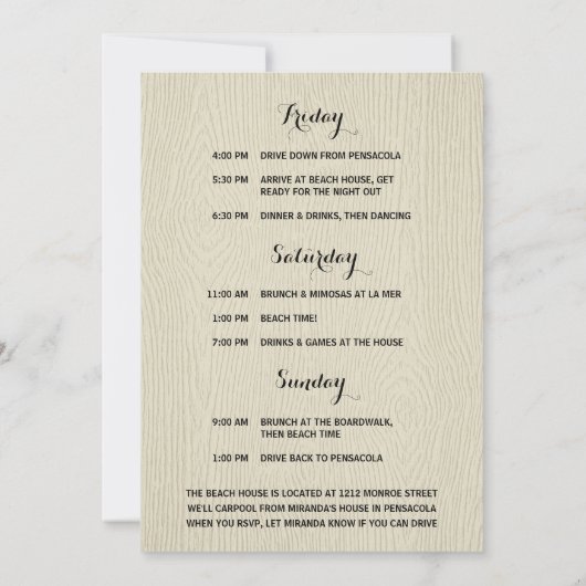 Bachelorette Beach Weekend met Pink Faux Glitter Kaart (Achterkant)