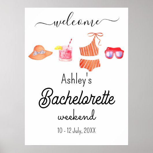 Bachelorette Beach Weekend Party Poster (Voorkant)