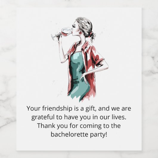 Bachelorette Bedankt Wijn Etiket (Enkel label)
