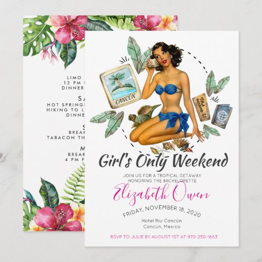Bachelorette Bestemming Bikini Strand Bruidsfeest  Kaart (Voorkant / Achterkant)