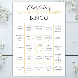 Bachelorette Bingo Gold Hen Party Game Challenge Kaart