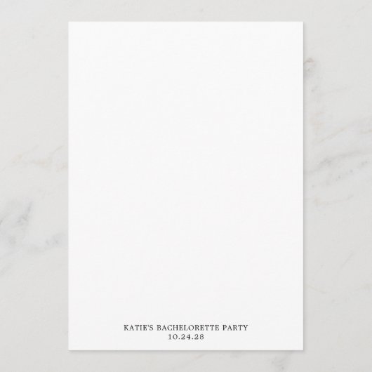 Bachelorette Bingo Party Game Kaart (Achterkant)