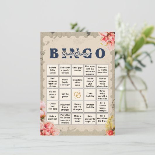 Bachelorette Bingo Spel Kaarten (Staand voorkant)