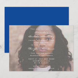 Bachelorette Birthday Party Photo Royal BlueGrunge Kaart
