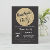 Bachelorette Black Gold Glitter Invitation Kaart (Staand voorkant)