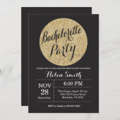 Bachelorette Black Gold Glitter Invitation Kaart (Voorkant / Achterkant)