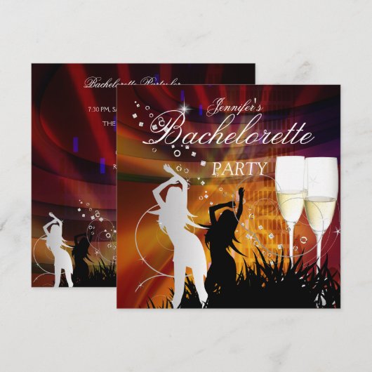 Bachelorette Black Gold White Champagne Kaart (Voorkant / Achterkant)