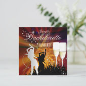 Bachelorette Black Gold White Champagne Kaart (Staand voorkant)