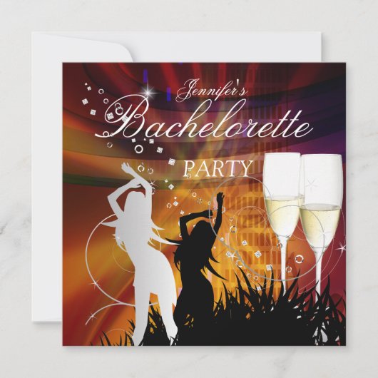 Bachelorette Black Gold White Champagne Kaart (Voorkant)