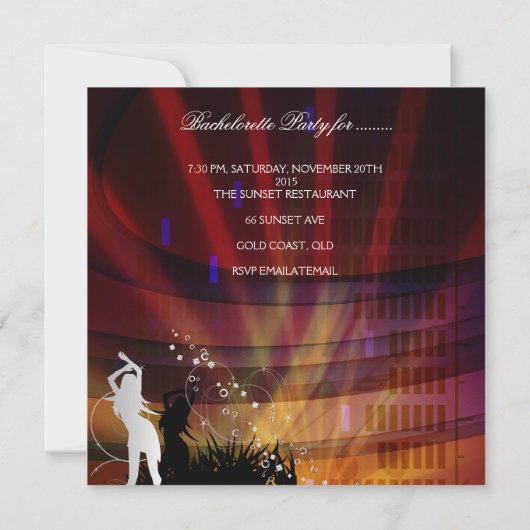 Bachelorette Black Gold White Cocktail Kaart (Achterkant)