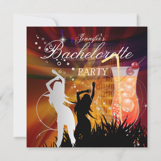 Bachelorette Black Gold White Cocktail Kaart (Voorkant)