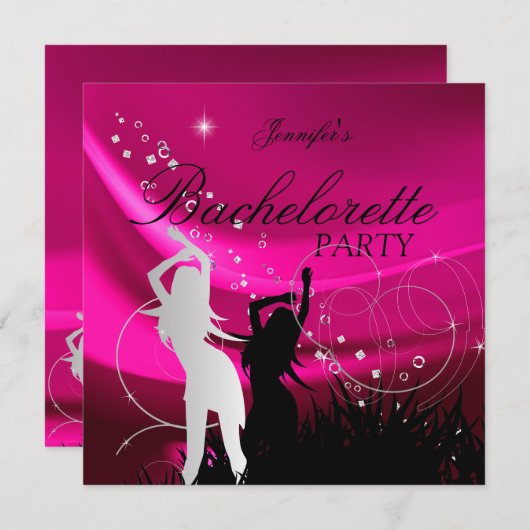 Bachelorette Black Pink White Silver Kaart (Voorkant / Achterkant)