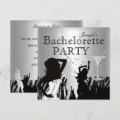Bachelorette Black Silver Zebra Dance Kaart (Voorkant / Achterkant)