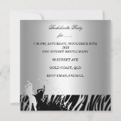 Bachelorette Black Silver Zebra Dance Kaart (Achterkant)