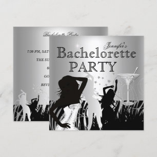 Bachelorette Black Silver Zebra Dance Kaart