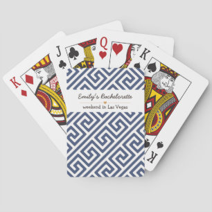 Bachelorette Blau Geometrisch Patroon Pokerkaarten