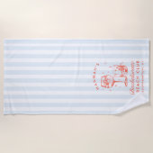 Bachelorette Blau & Rood Retro Moderne Strandhandd Strandlaken (Voorkant)