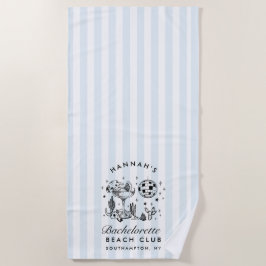 Bachelorette Blau & Zwarte Retro Moderne Strandhan Strandlaken